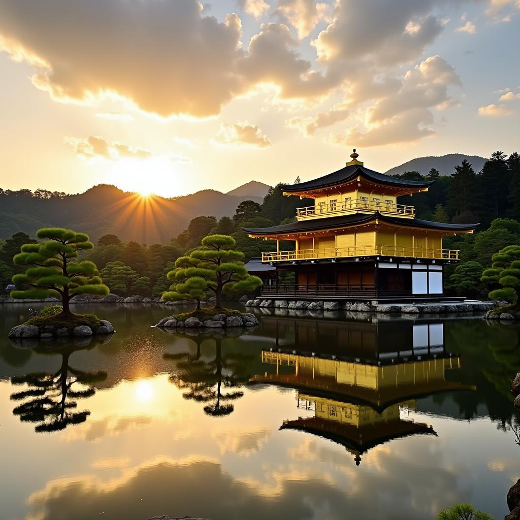 Kyoto's Golden Pavilion reflected in a serene pond