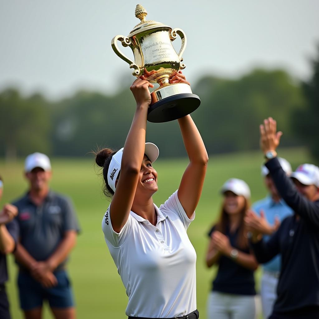 Aditi Ashok celebrates her historic win on the European Tour