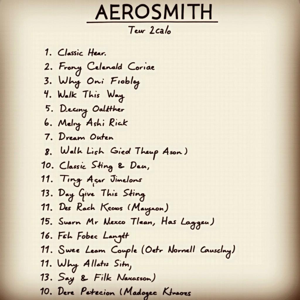 Aerosmith 2012 Tour Setlist Image