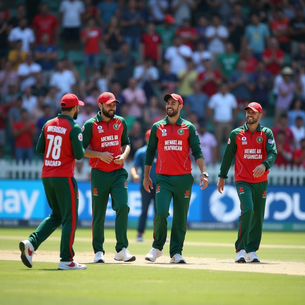 Afghanistan cricket team playing a match in Bangladesh