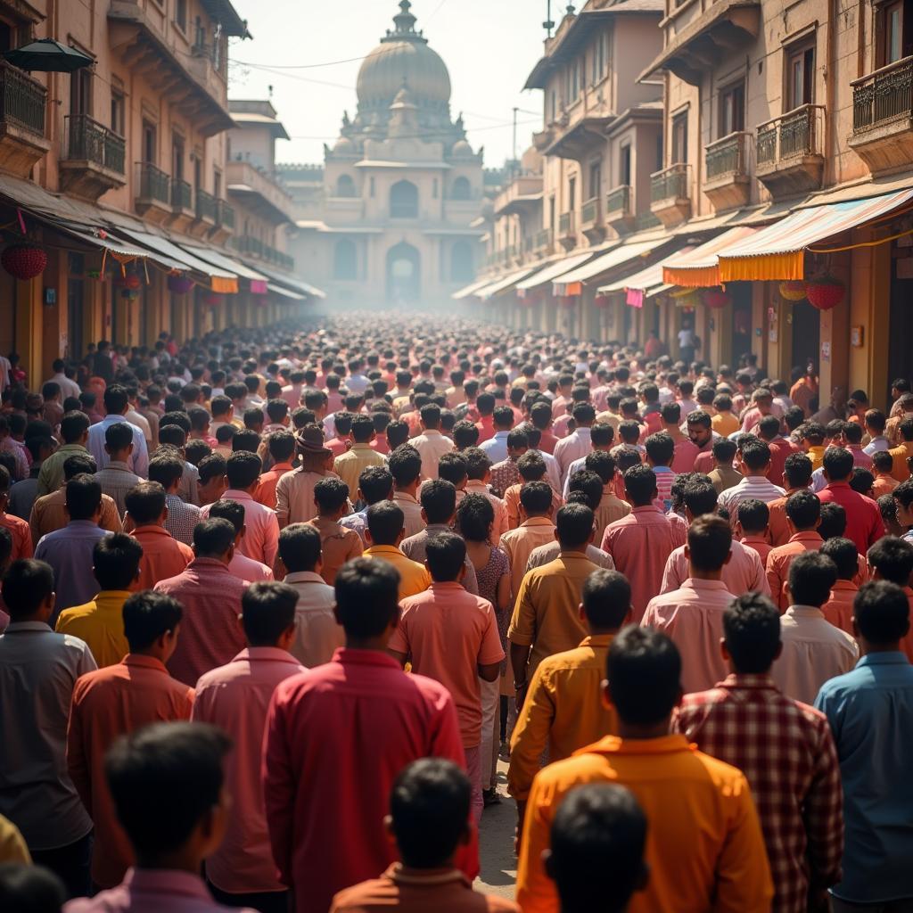 Devotees at Krishna Janmabhoomi Temple during an Agra Mathura tour.