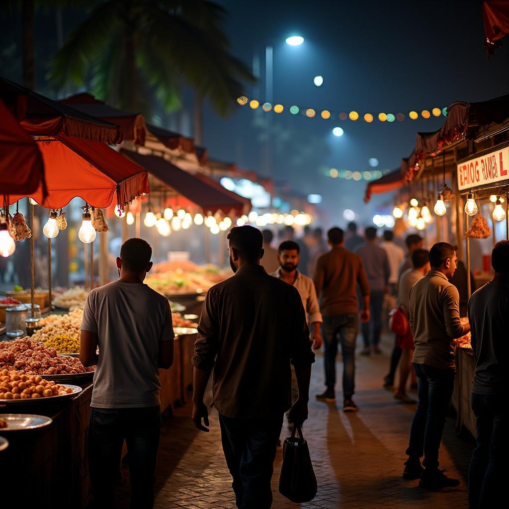 Manek Chowk Food Market at Night