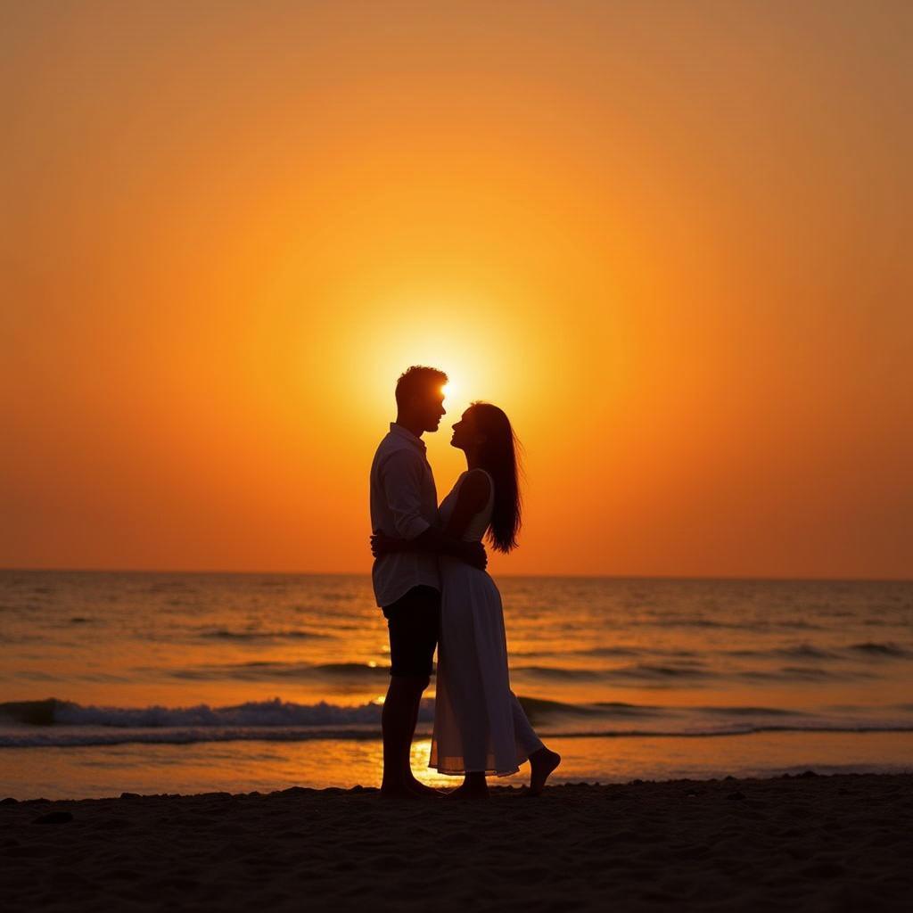 Couple Watching Sunset at Radhanagar Beach