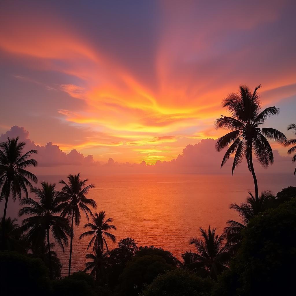 Sunset view over the ocean in the Andaman Islands