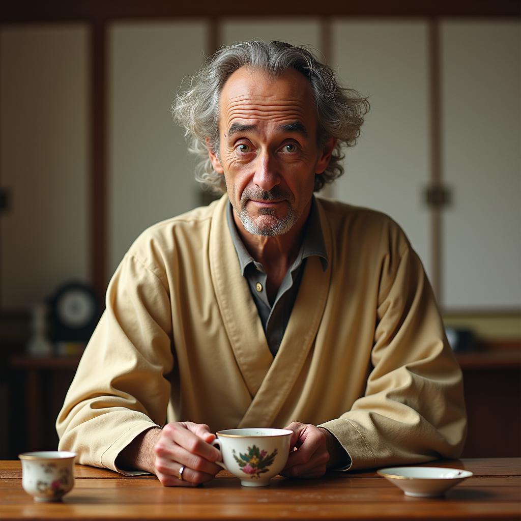 Andy de la Tour at a Japanese Tea Ceremony