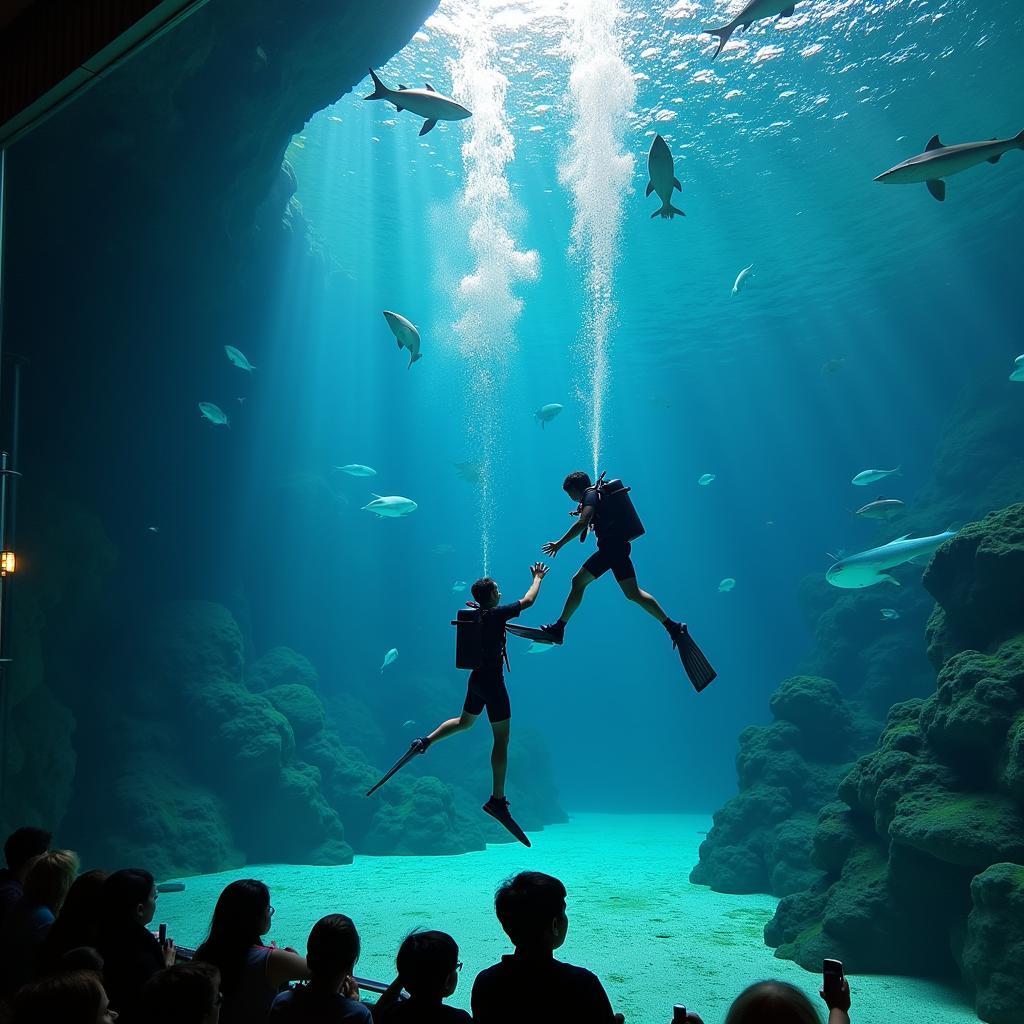 Feeding show at a Japanese aquarium