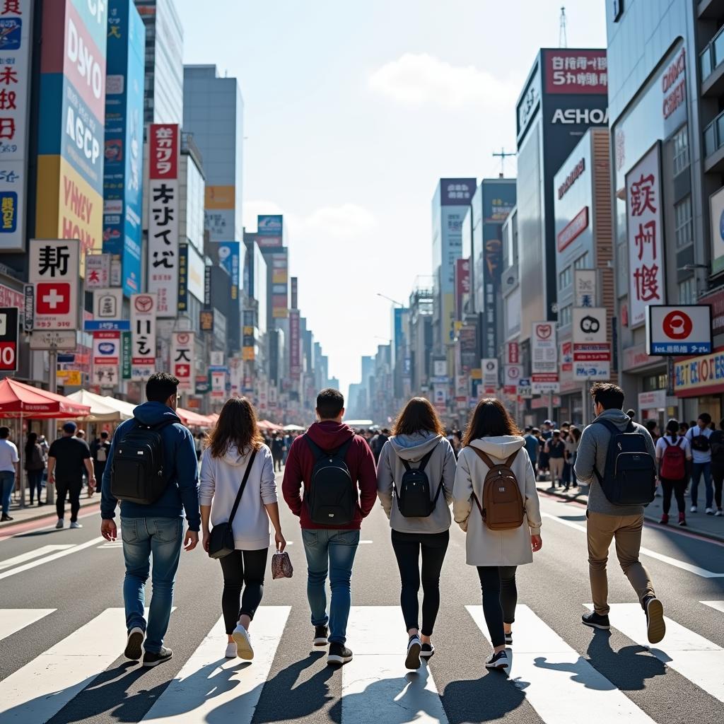 Exploring the vibrant streets of Tokyo with a local guide from Ashoka Tour and Travels.