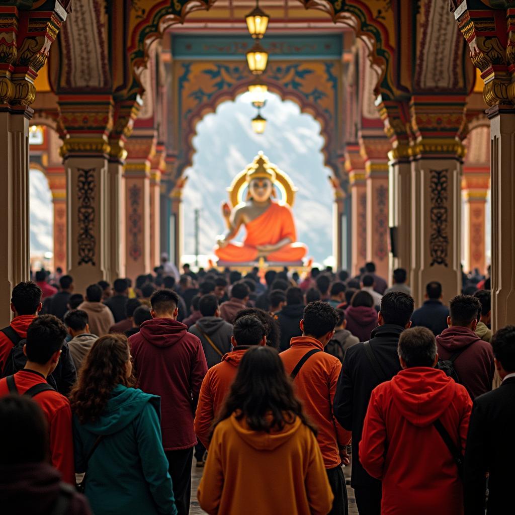 Badrinath Temple Devotees Praying