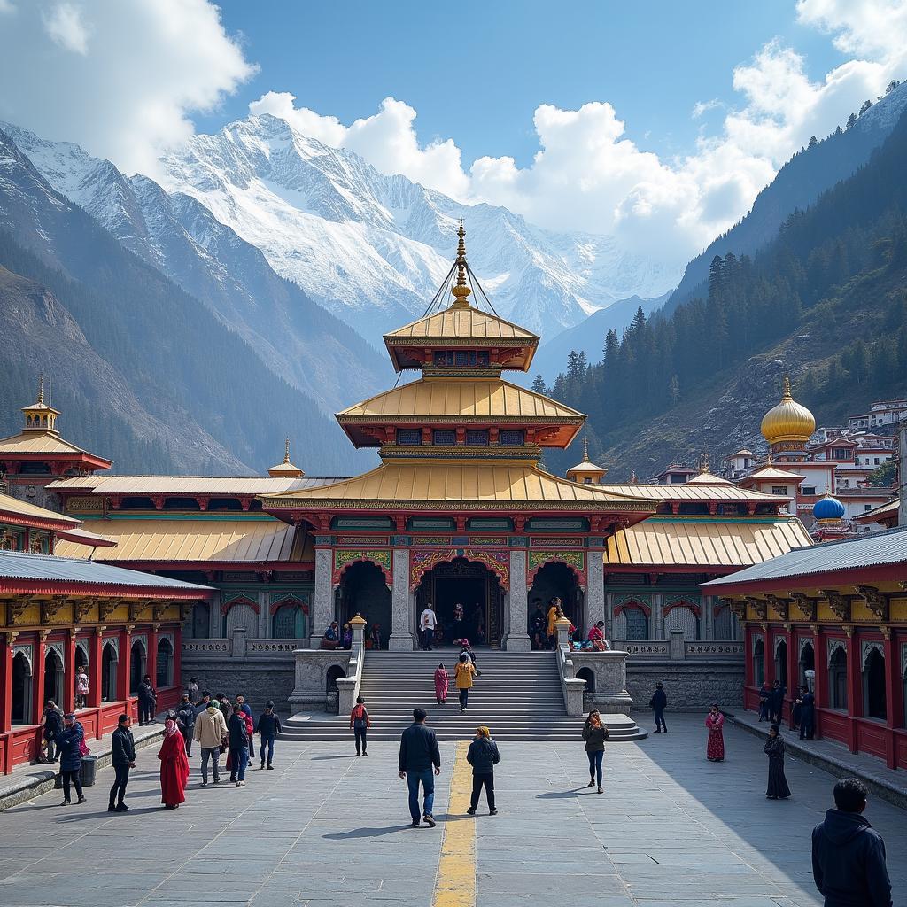 Badrinath Temple Panoramic View