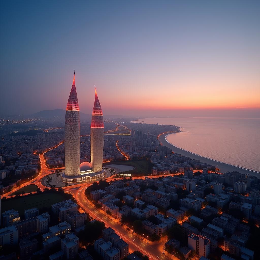 Baku Cityscape as Seen from the Flame Towers