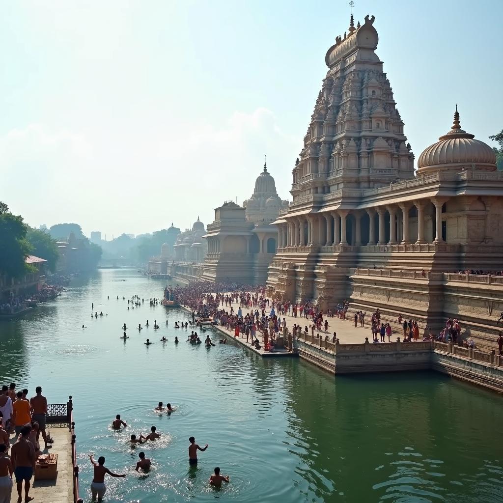 Bhadrachalam Temple on the banks of the Godavari River