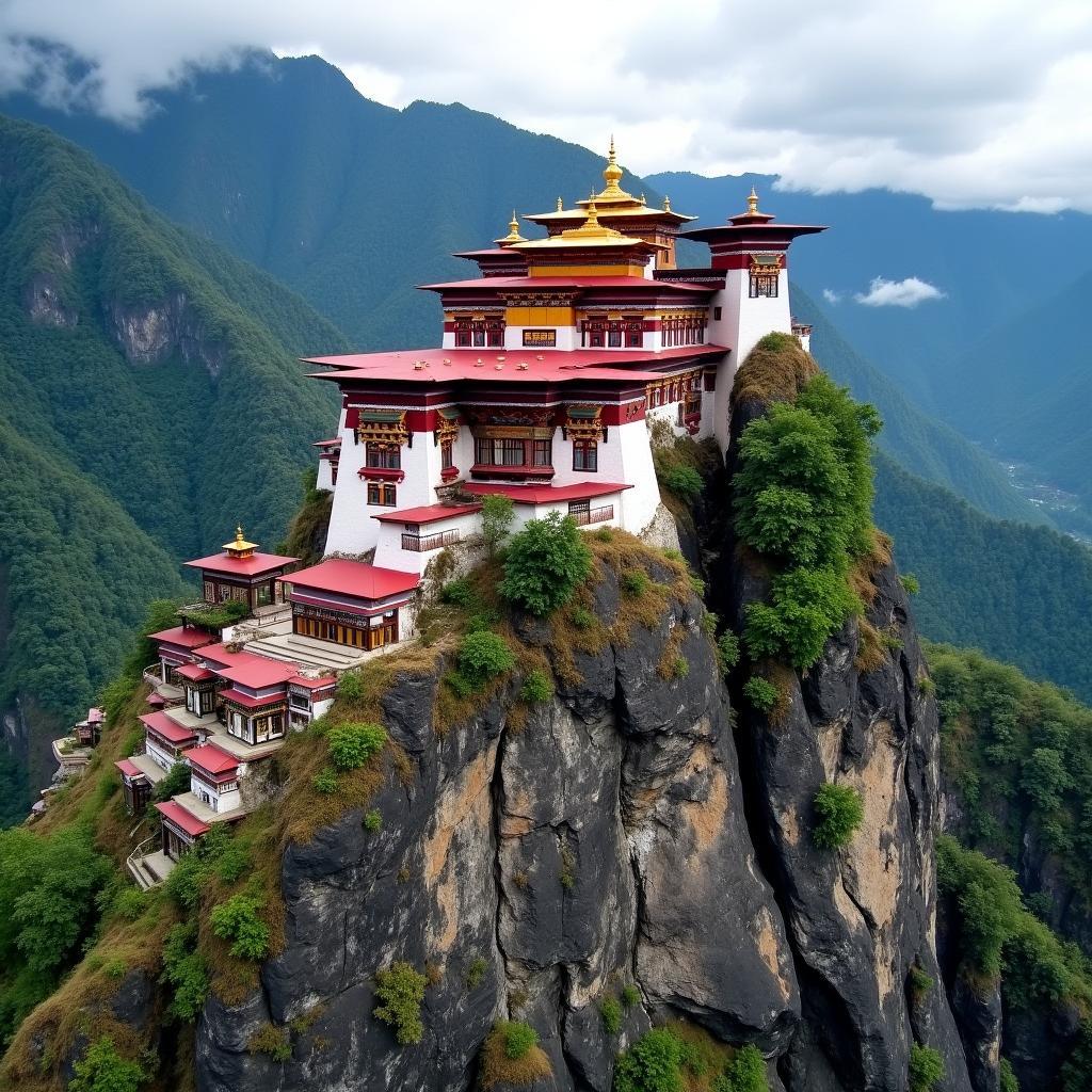 Tiger Nest Monastery clinging to a cliff in Bhutan