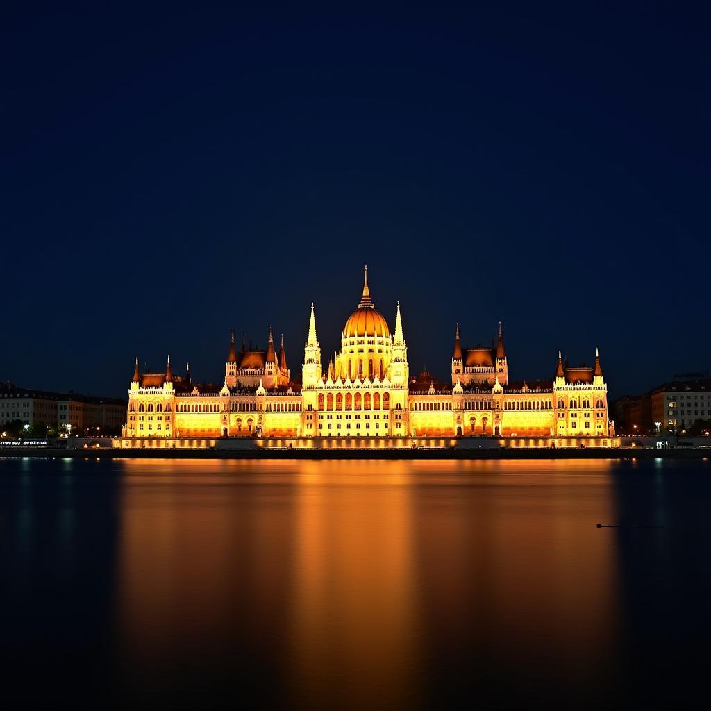 Budapest Parliament at Night from the Danube