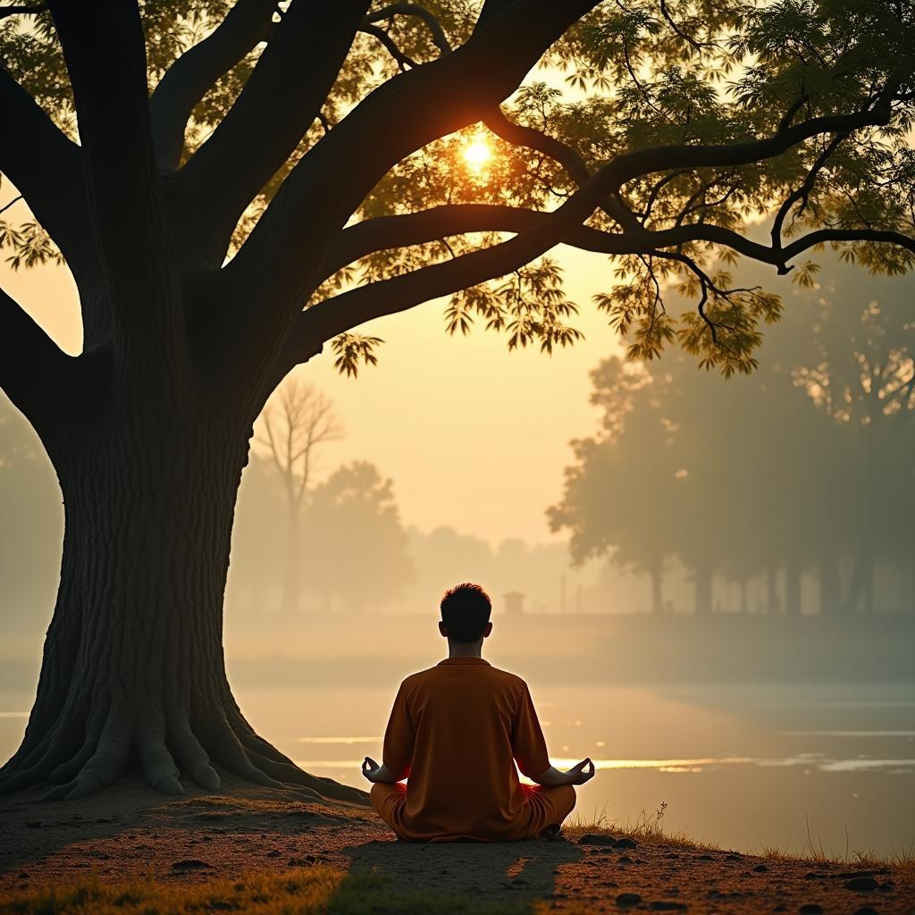 Meditation in Buddha Gaya, India