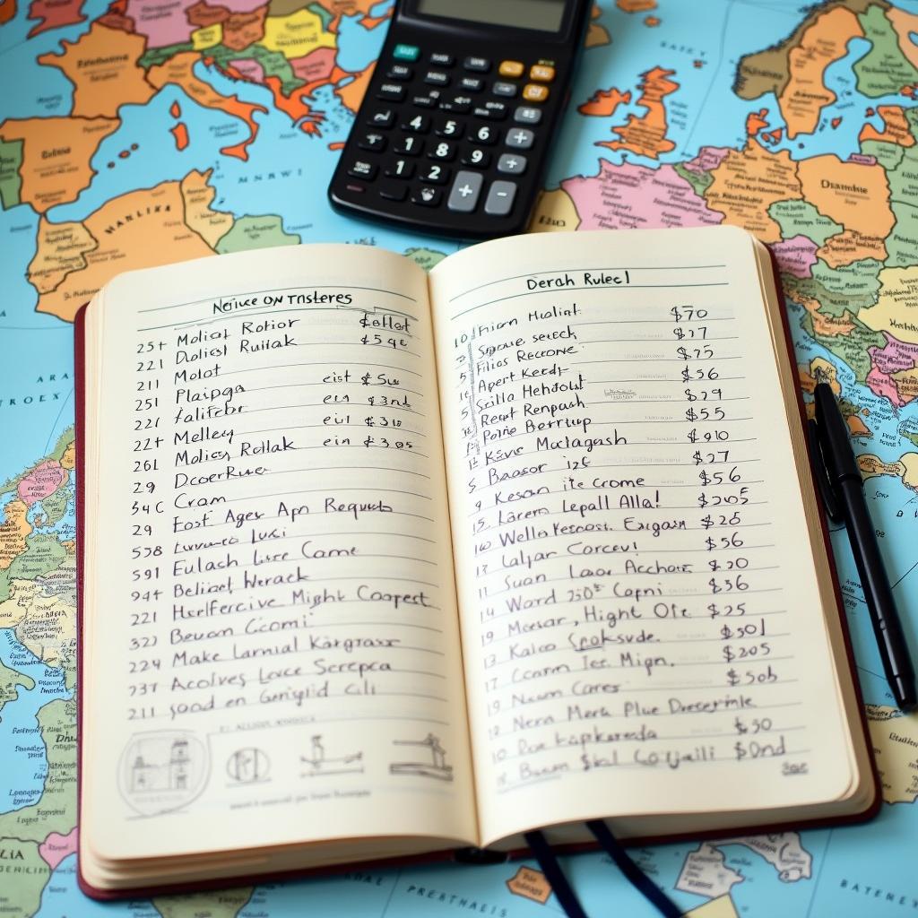 A person planning a Europe trip from India calculating expenses in Indian Rupees.