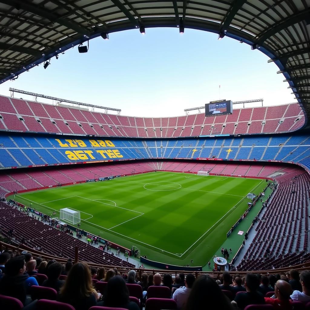 View of Camp Nou pitch from the stands