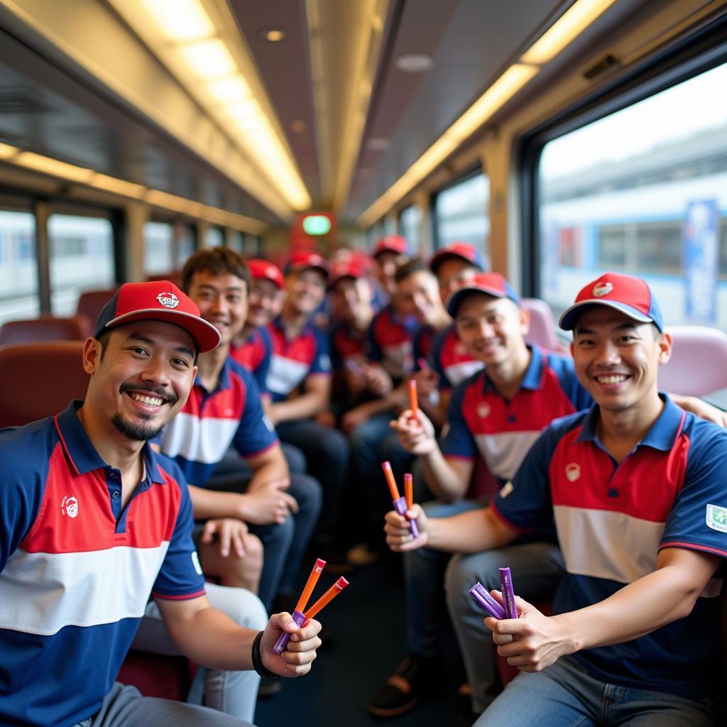 Cricket fans using the Japan Rail Pass to travel across the country.