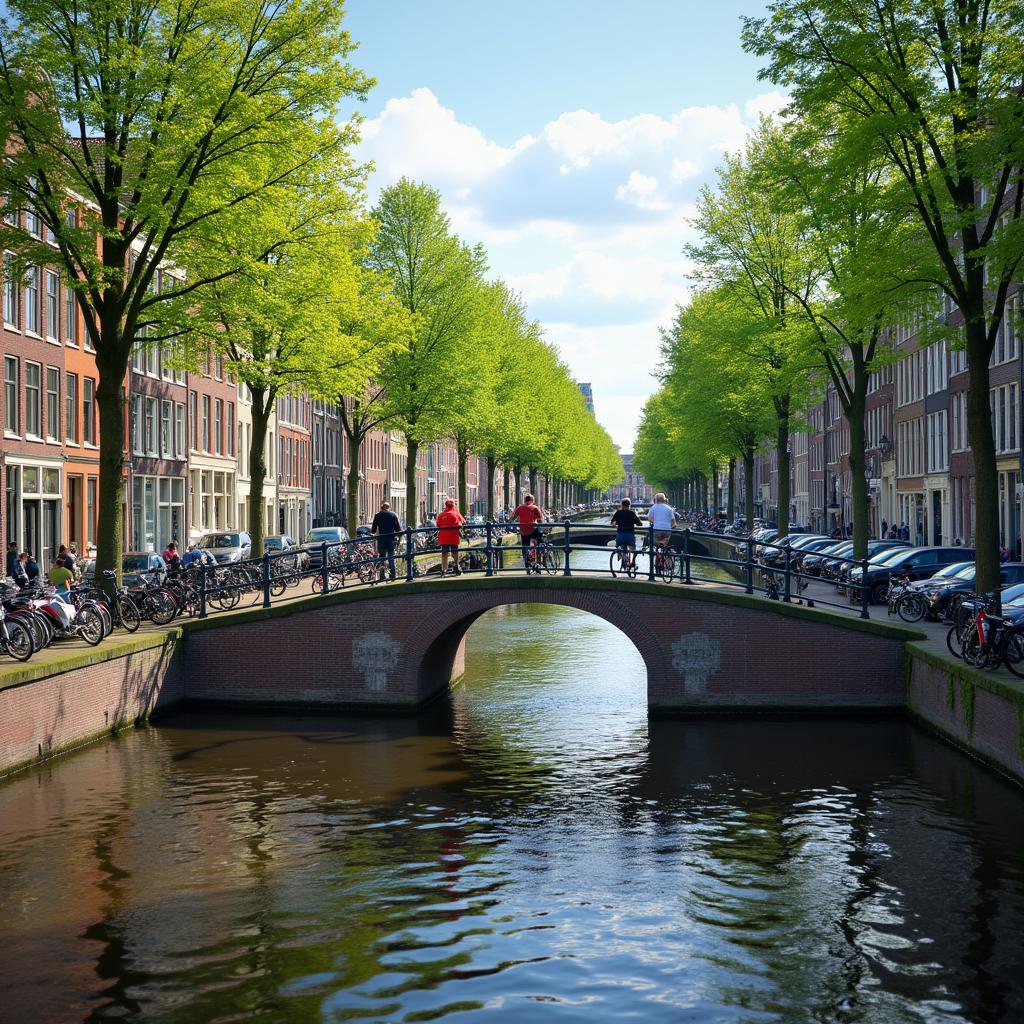 Exploring Amsterdam's canals by bike