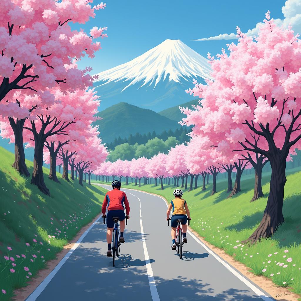 Cycling amidst Cherry Blossoms in Japan