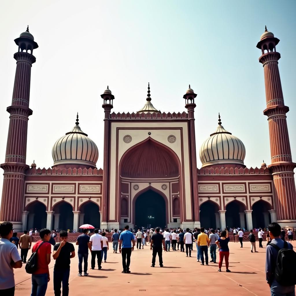 Praying at Jama Masjid During a Delhi Day Tour