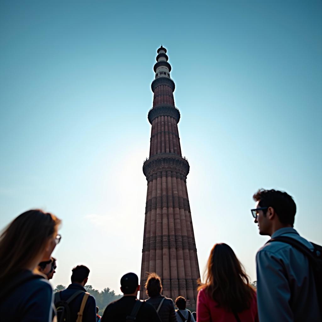 Marveling at the Qutub Minar on a Delhi Day Tour