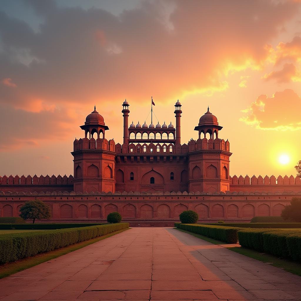 Delhi's Red Fort at Sunset