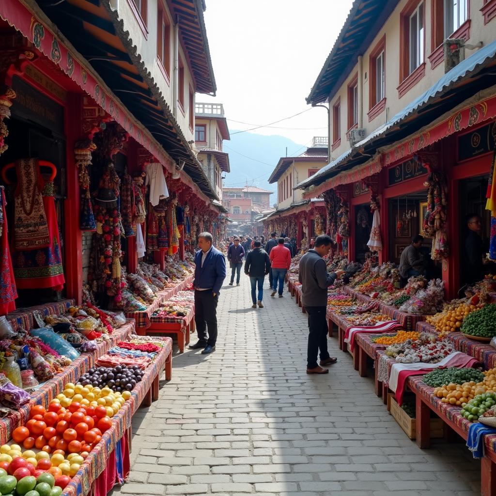 Bustling Local Market in Dharamshala