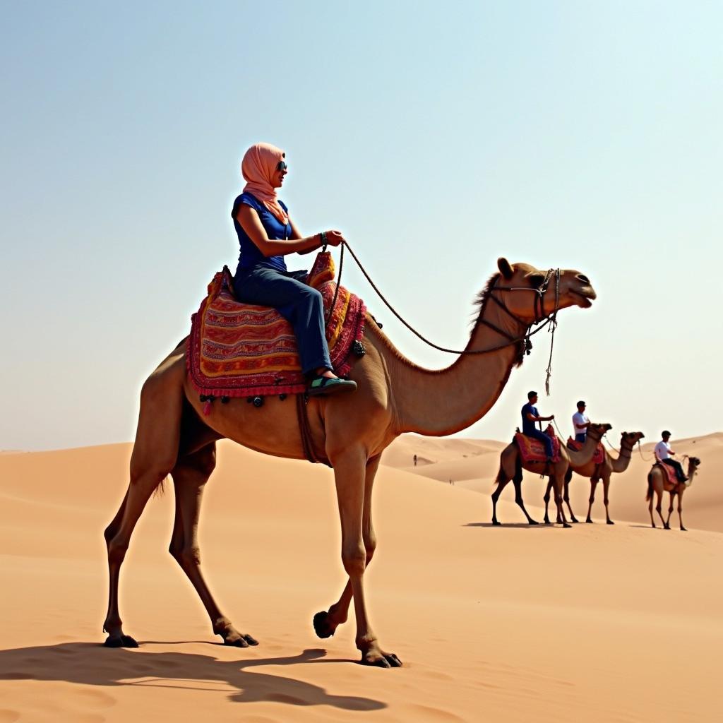 Camel riding during a Dubai desert safari