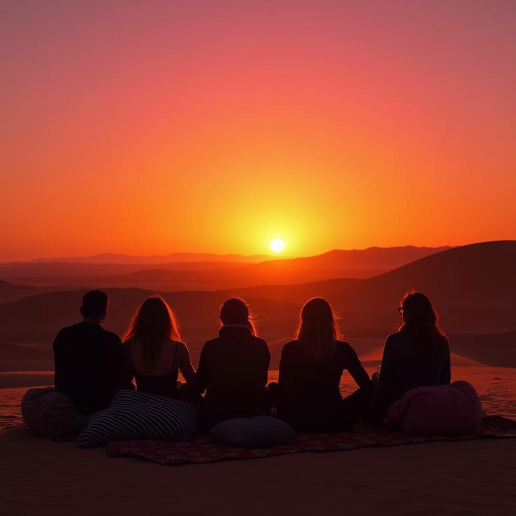 Watching the sunset during an evening Dubai desert safari