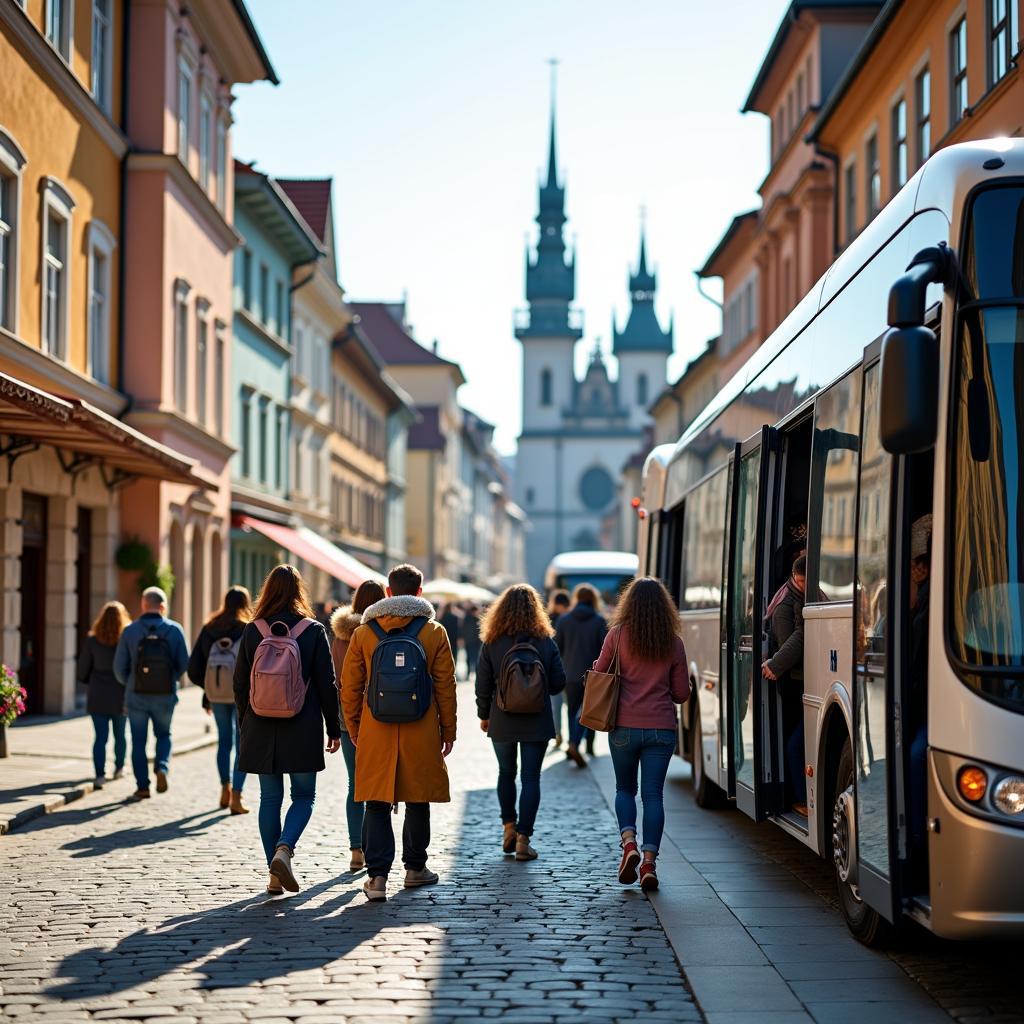 Exploring a Historic City on an Eastern Europe Bus Tour