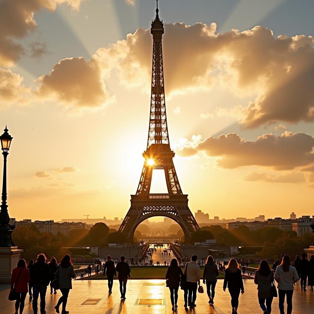 Eiffel Tower at sunset during a 3-day Paris tour