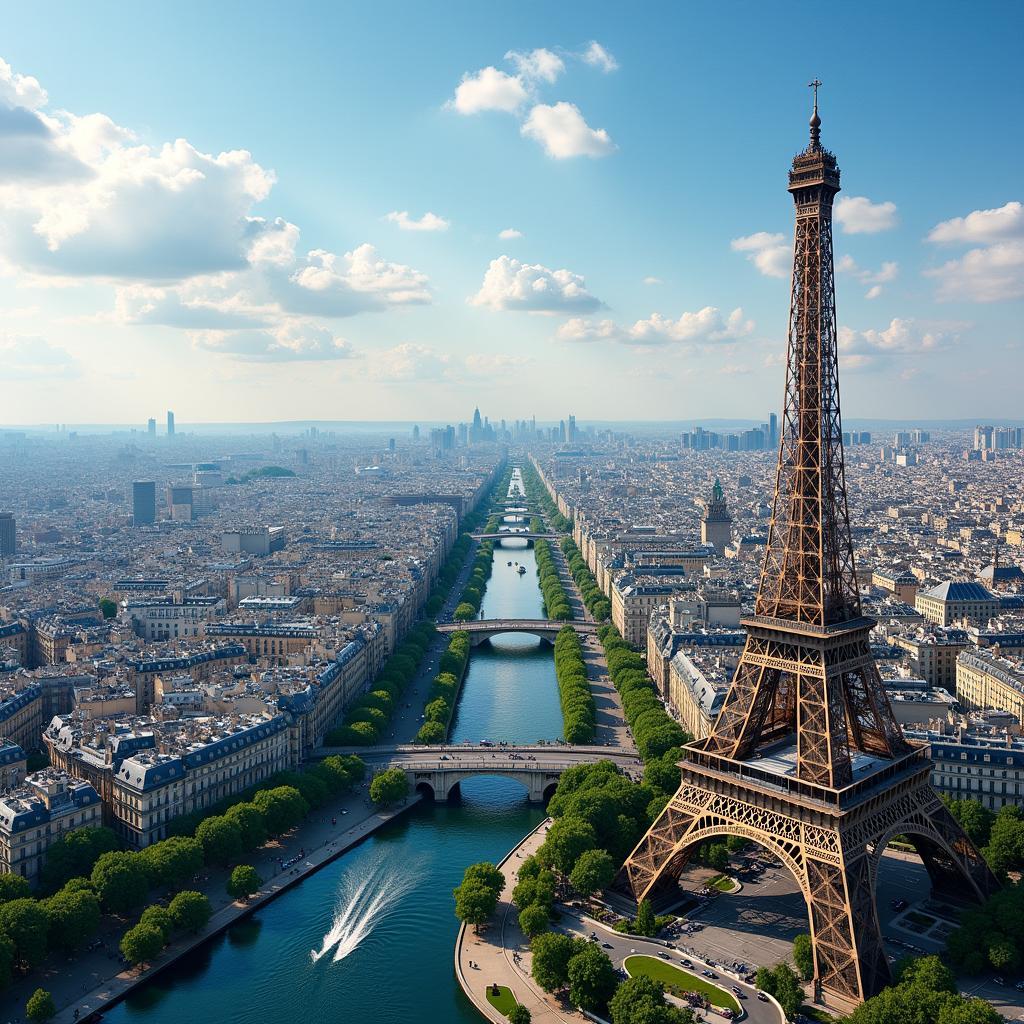 Breathtaking panoramic view from the Eiffel Tower in Paris