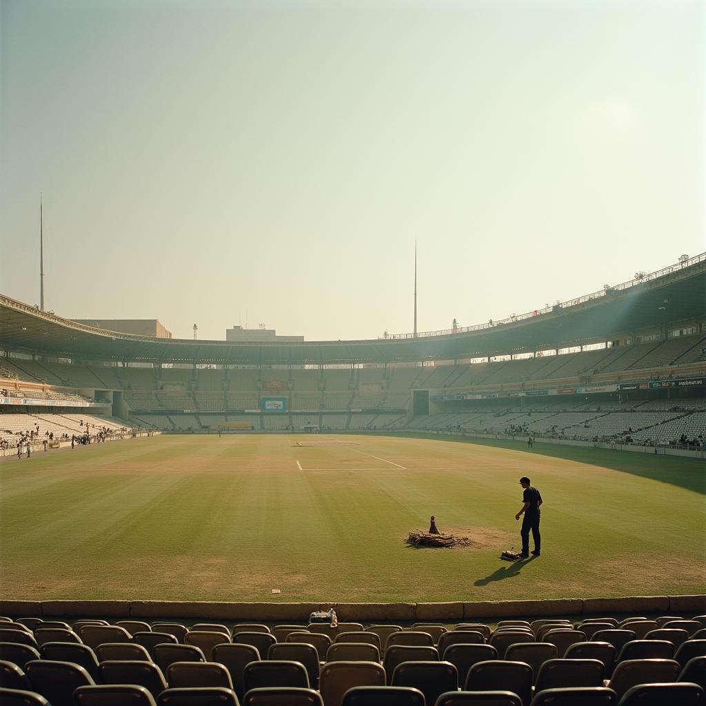 Empty Gaddafi Stadium in Lahore after the cancellation of the New Zealand-Pakistan match.