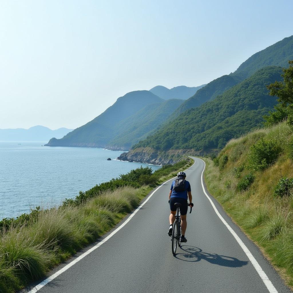 Enjoying a scenic route in Japan during a bicycle tour