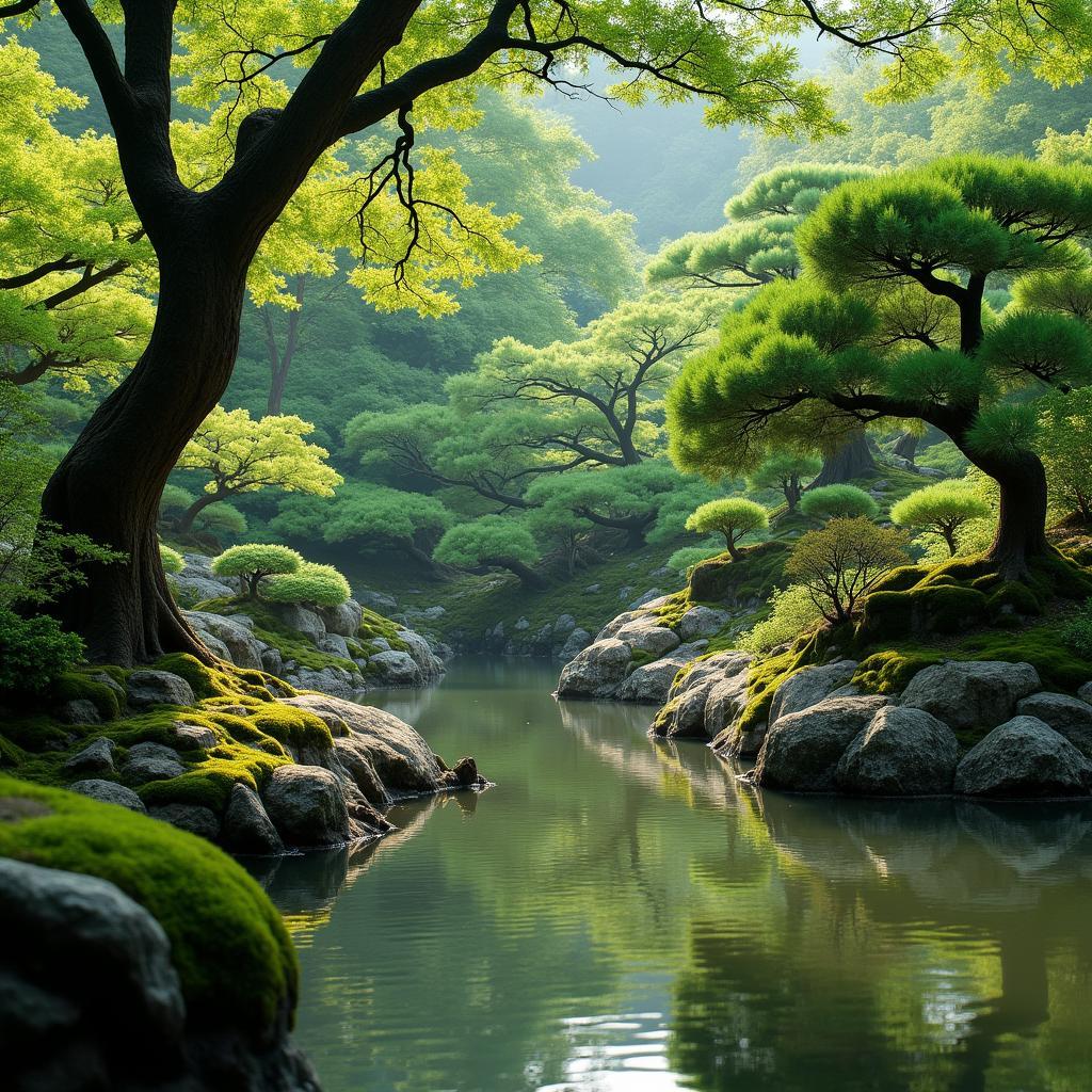 Peaceful Japanese gardens in Kyoto.