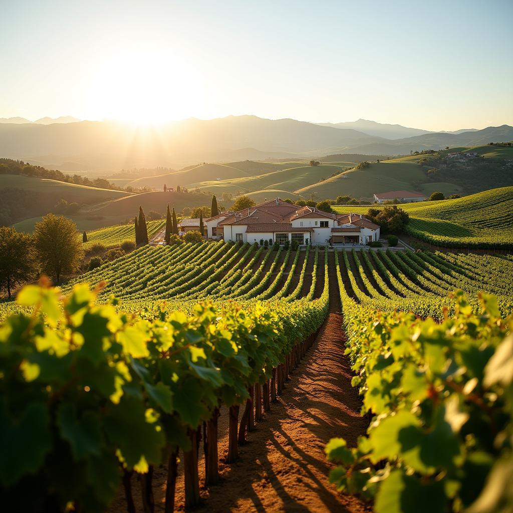 Lush vineyards of Familia Torres in Penedes Spain