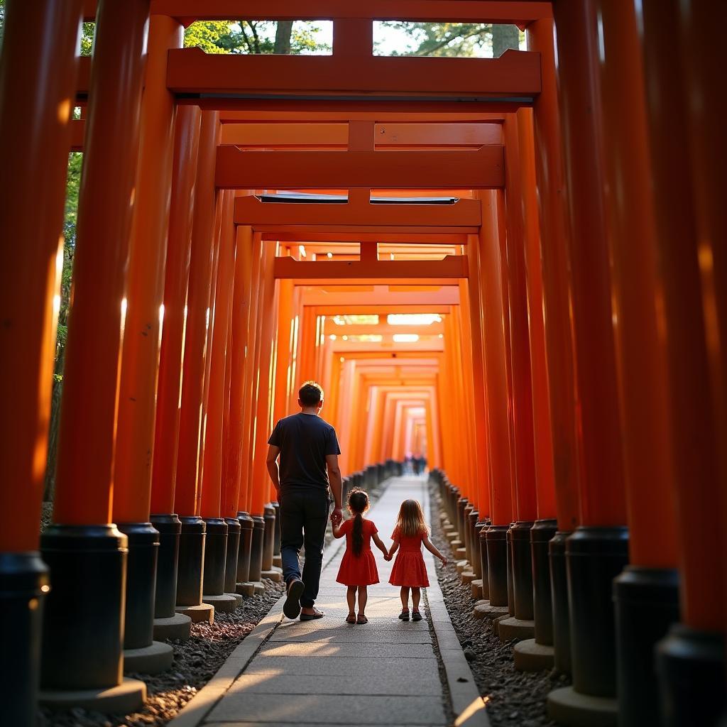 Family visiting Fushimi Inari Shrine