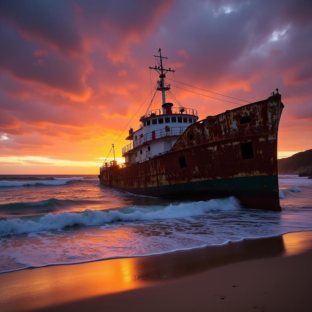 Maheno Shipwreck at Sunset, Fraser Island