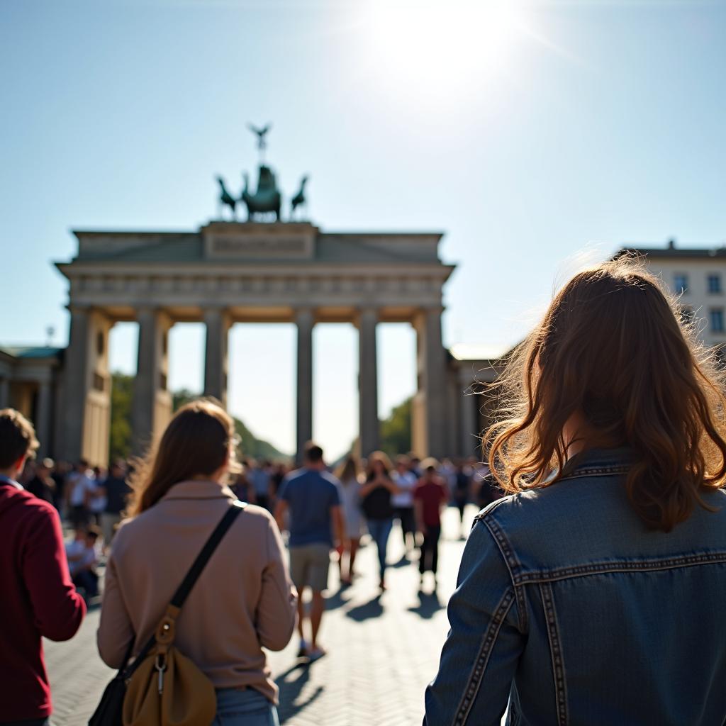 Brandenburg Gate during a free walking tour in Spanish