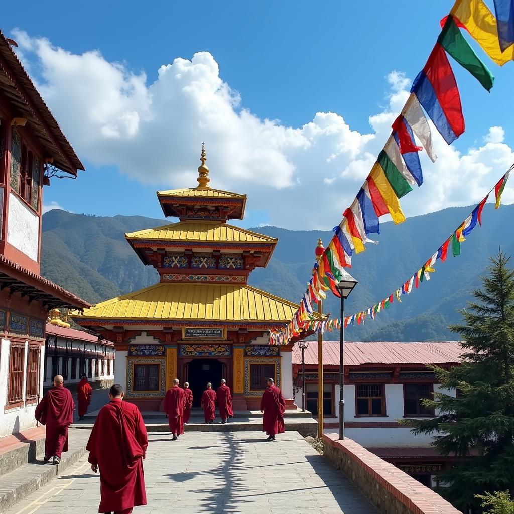 Rumtek Monastery with Prayer Flags in Gangtok