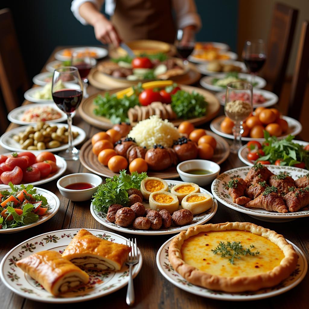 Georgian Supra with Traditional Dishes