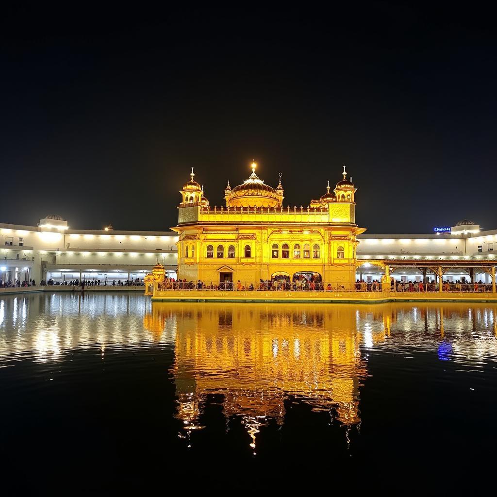 Golden Temple at night in Amritsar, India