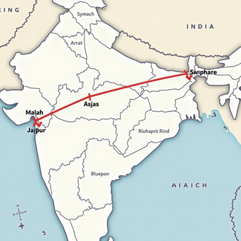 Golden Triangle India Map from Bangalore