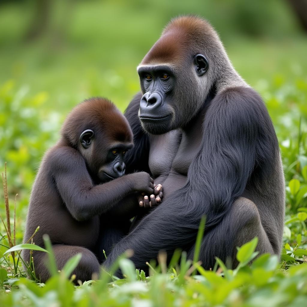 A gorilla family in Bwindi Impenetrable Forest, Uganda