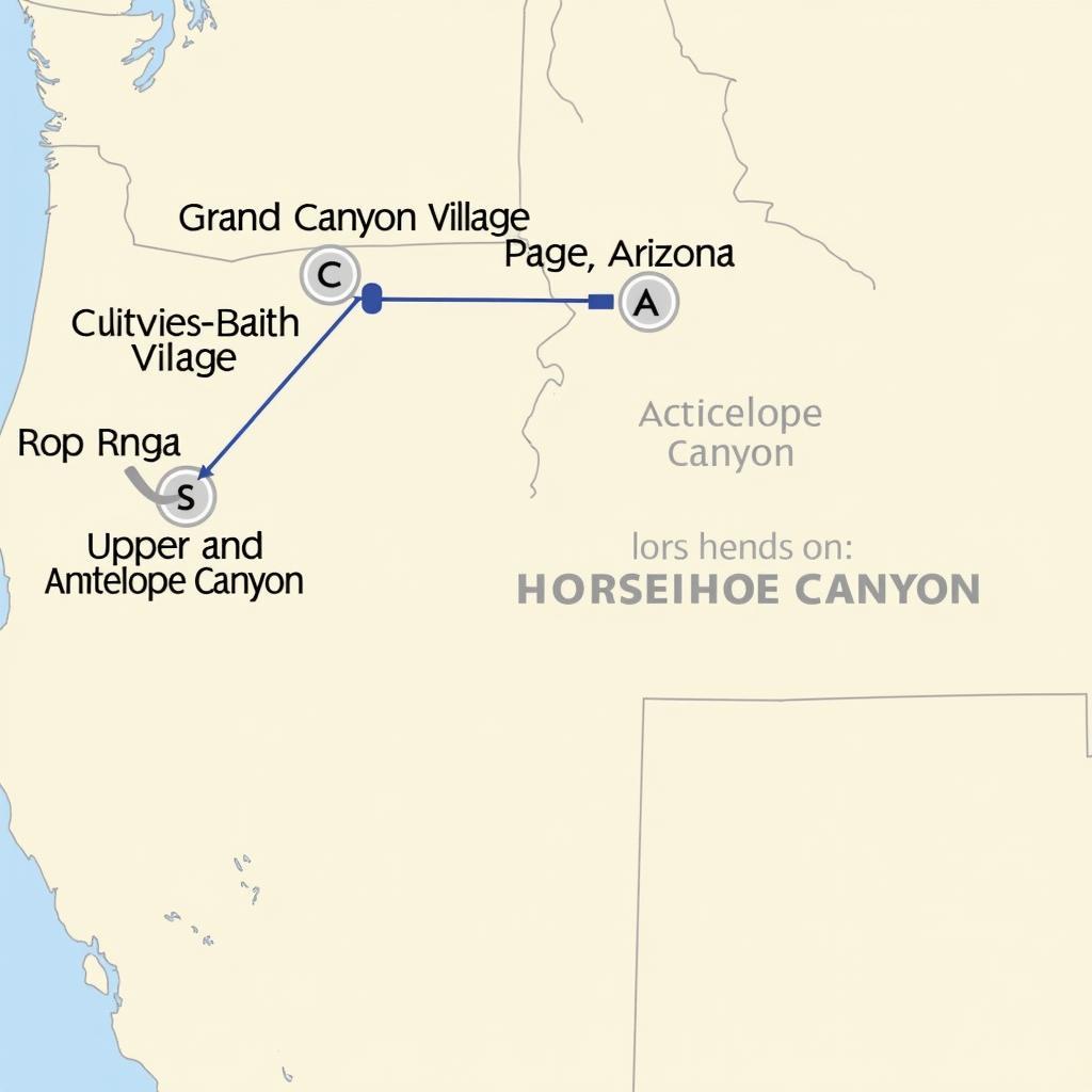 Grand Canyon and Antelope Canyon Tour Map