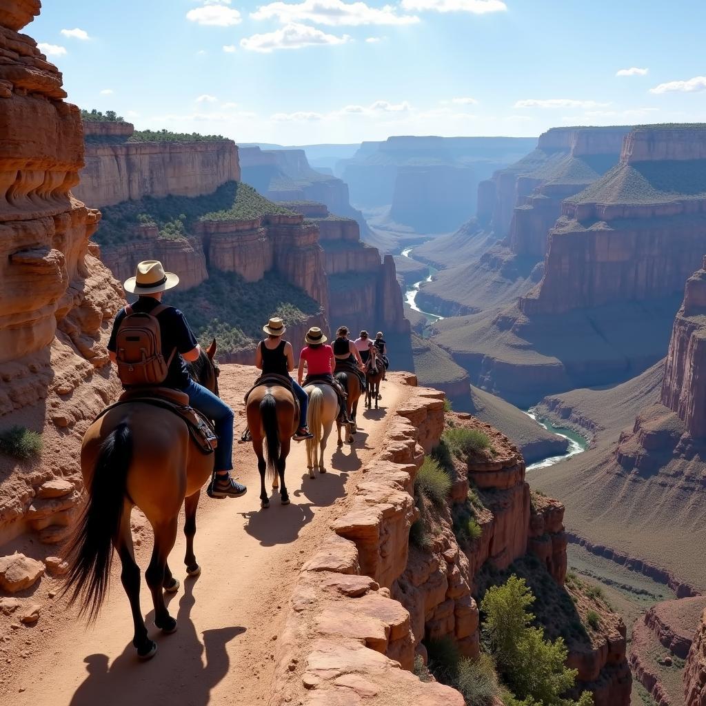 Mule Ride along the South Rim Trail of the Grand Canyon