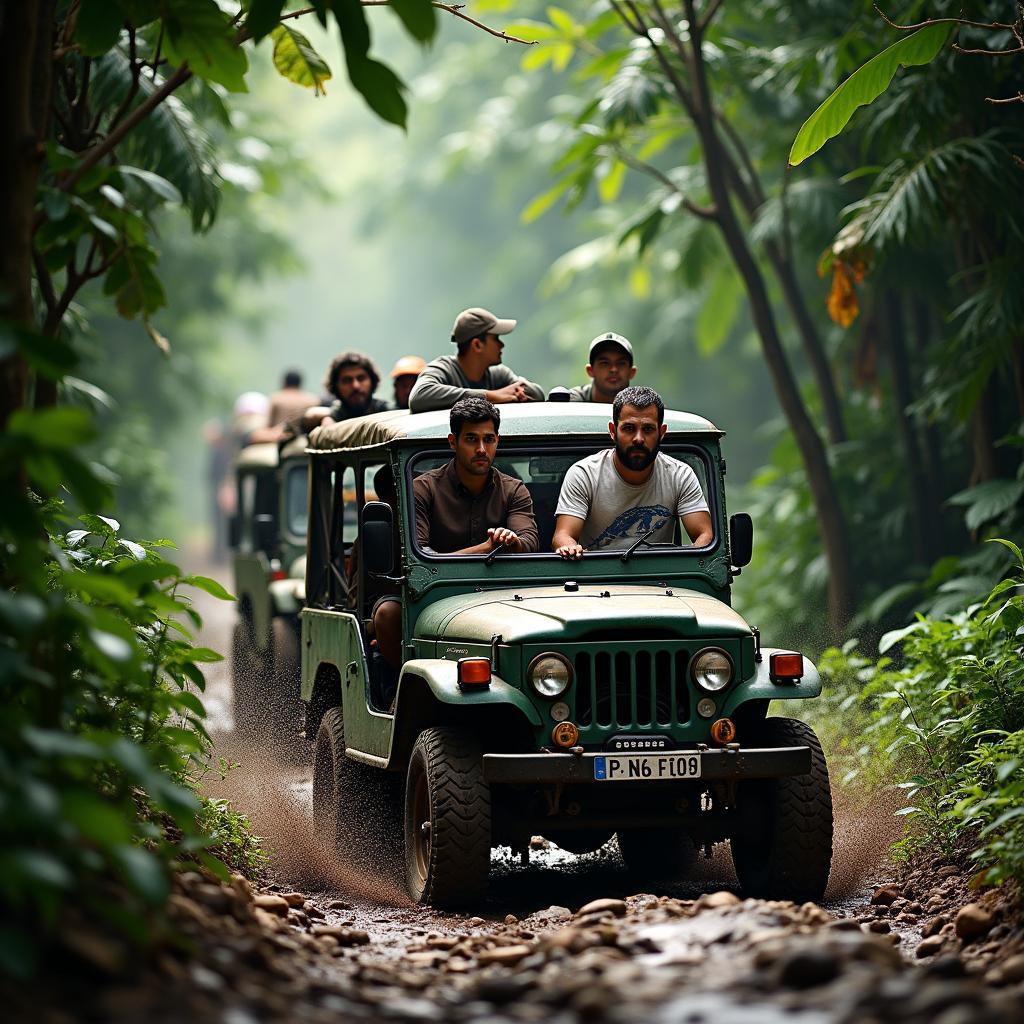 The Grand Tour presenters navigating the Colombian Jungle