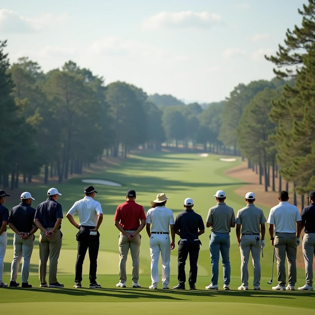 Group of Golfers Waiting on the Tee Box