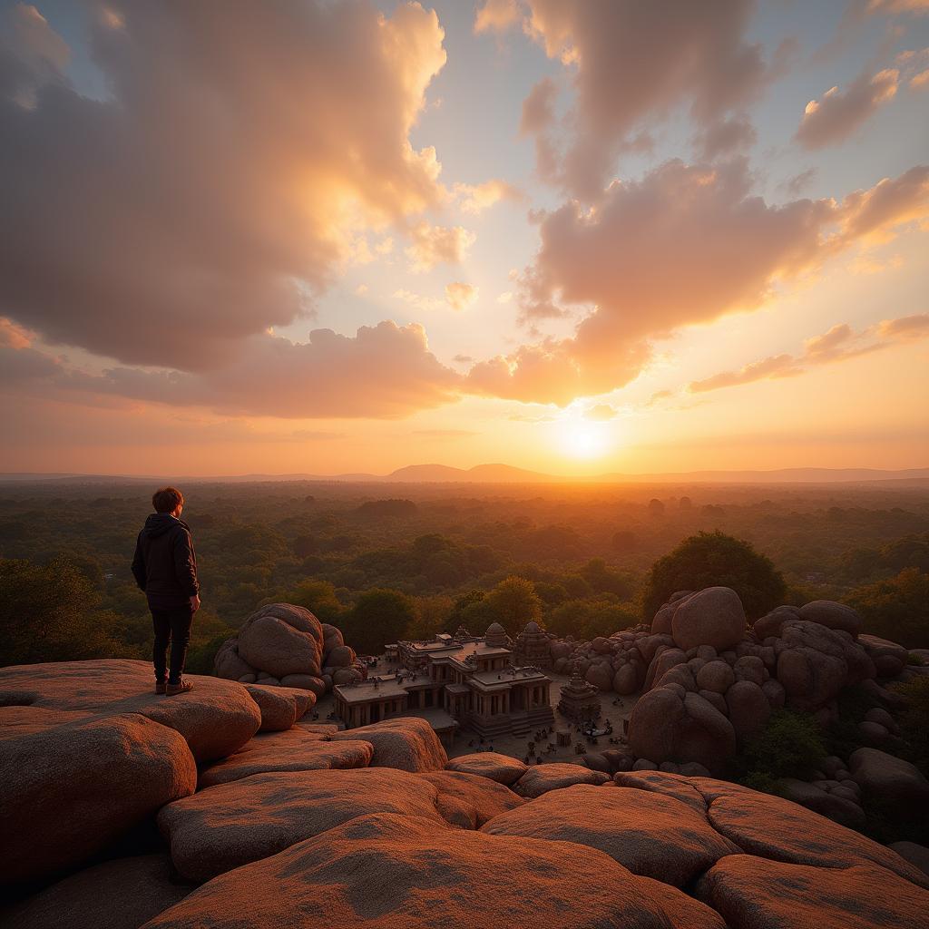 Hampi's Ancient Ruins at Sunset