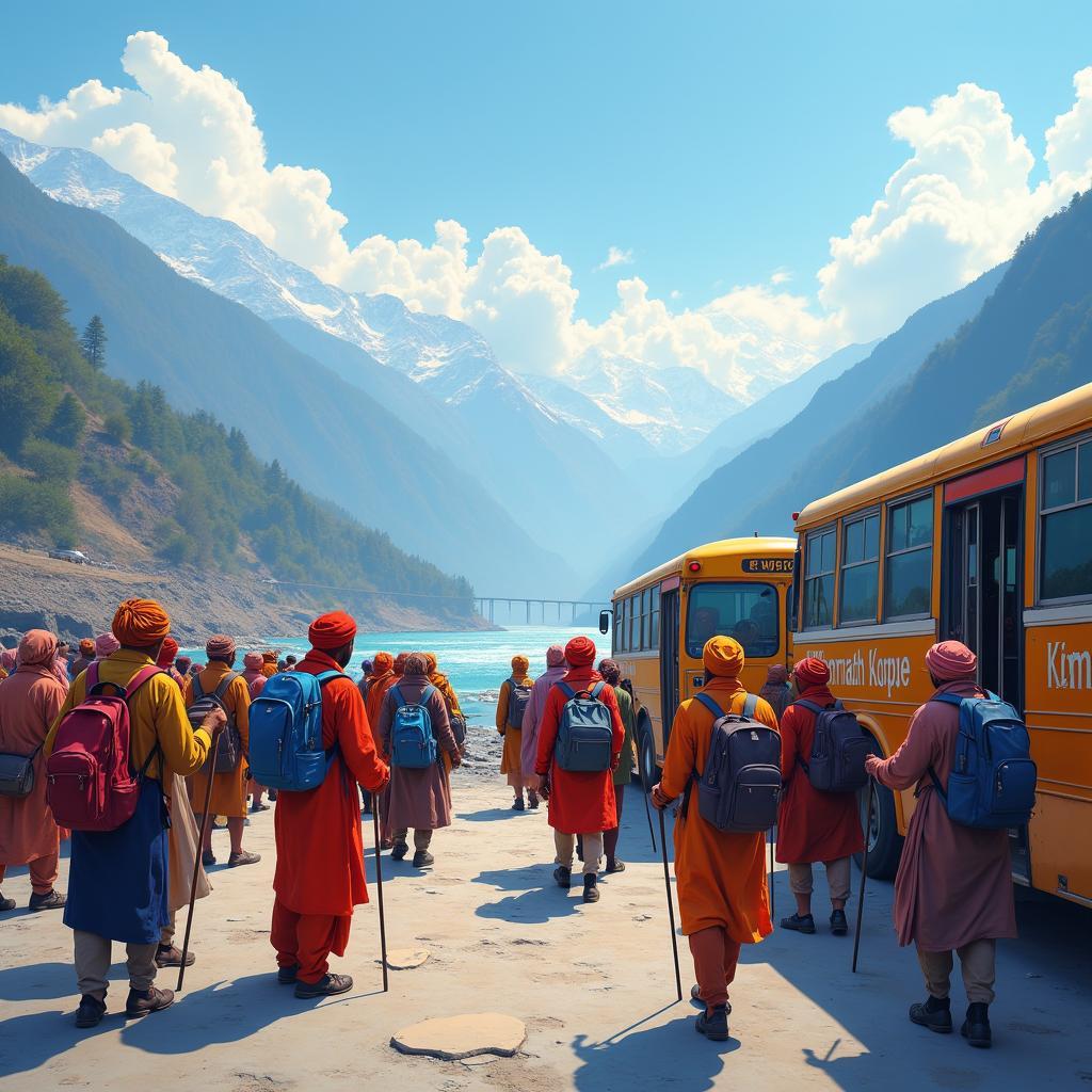 Pilgrims embarking on the journey from Haridwar to Kedarnath